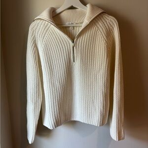 Talbots Haven line Cream Quarter-Zip Sweater